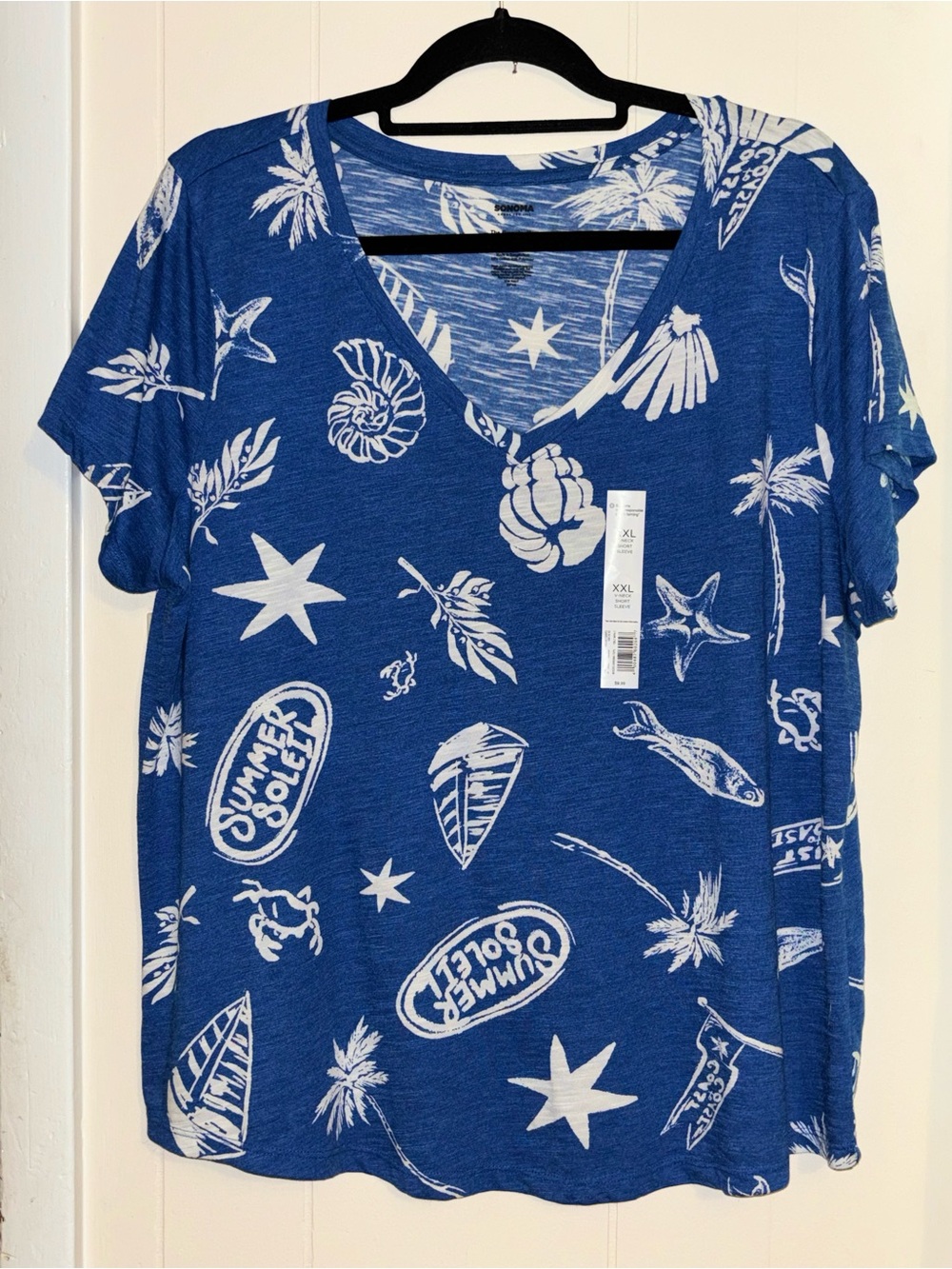 Sonoma Women's Everyday Tee Shirt Sizeโ XXL Seashells Sailboat Nautical